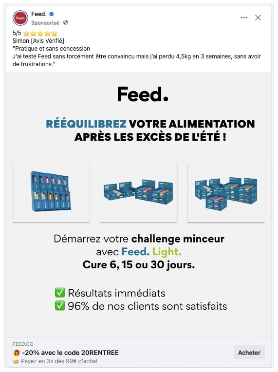 publicité facebook ads feed