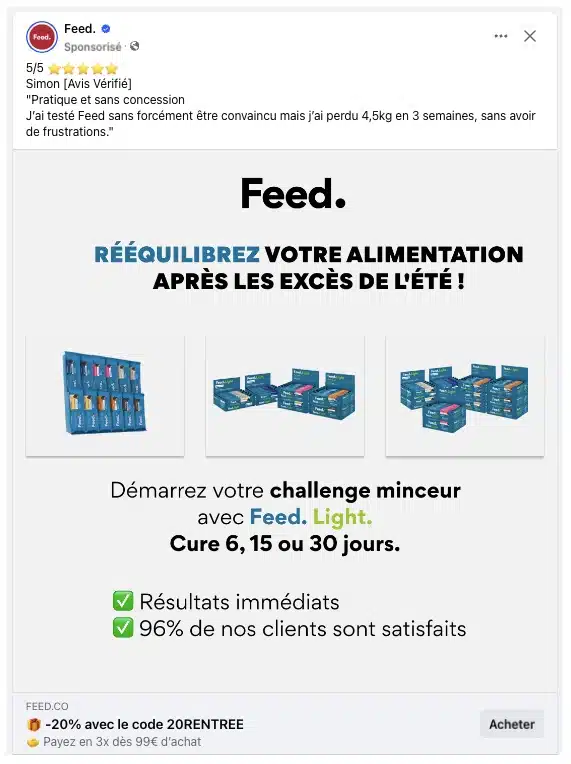 publicité facebook ads feed